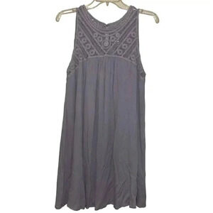 Mittoshop Shirt Women’s Sleeveless Embroidered Lace Lined Purple Tank Large